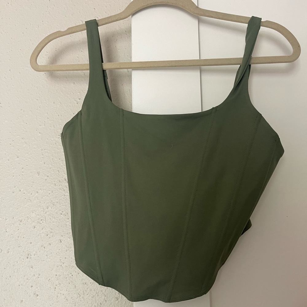 Green corset crop top size medium